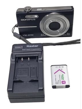 Olympus FE-370 8.0MP Digital Compact Pocket Camera Black + Battery & Charger